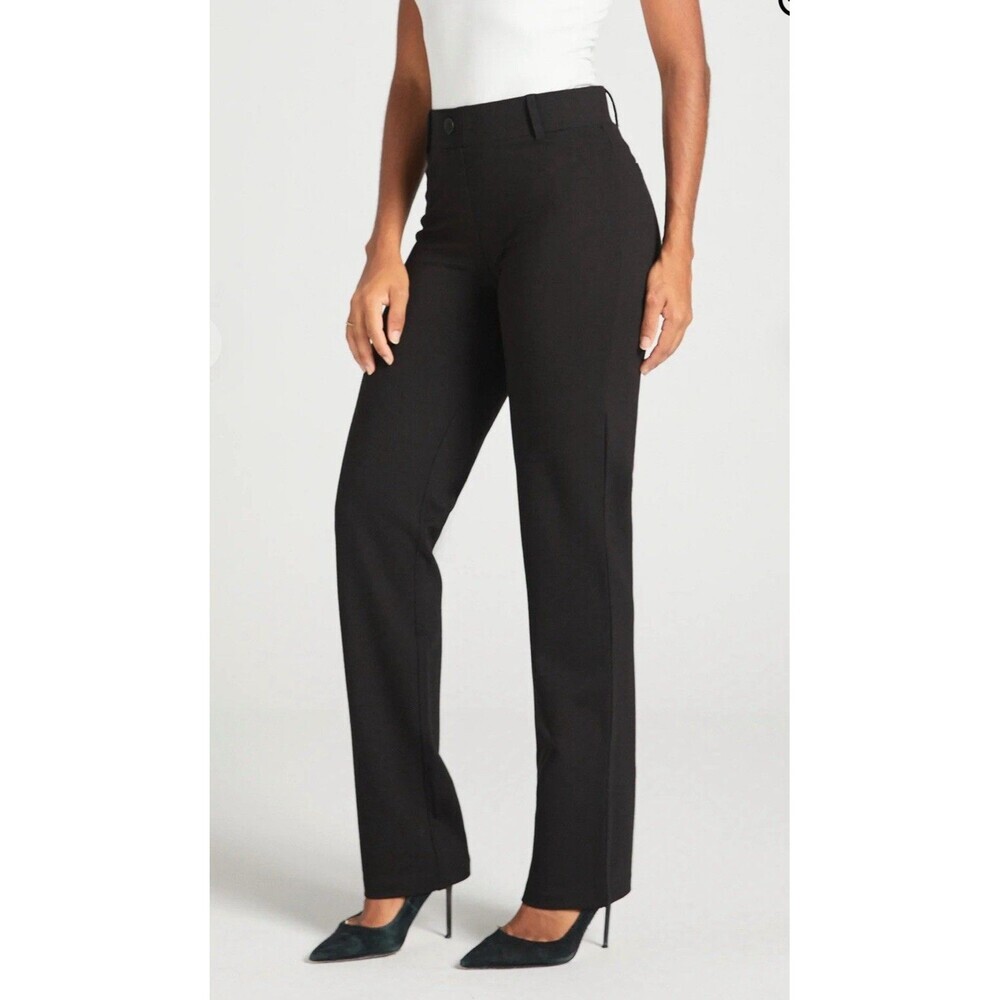 Betabrand Classic Dress Pant Yoga Pant Straight Leg‎ W0076 Black Womens XL Long